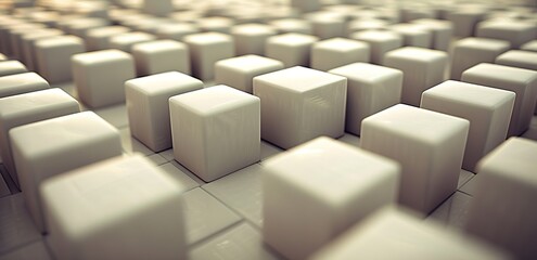 Obraz premium Many colored cubes are neatly arranged in light brown with light shining from above