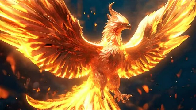 Phoenix bird fire fantasy firebird abstract magic. eagle animal. Phoenix bird fire tale character illustration 