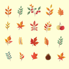 autumn leaves collection orange elements autumn leaves