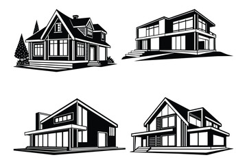 morden house silhouette Vector illustration graphic design.