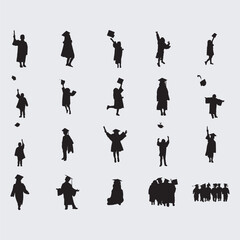 Graduation Student Set Silhouette
