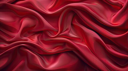 Obraz premium Luxurious red silk fabric with elegant folds and drapes, showcasing its rich texture and smooth, glossy appearance