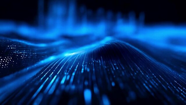 Dark blue futuristic stream. Digital data slide move flow. Abstract background.