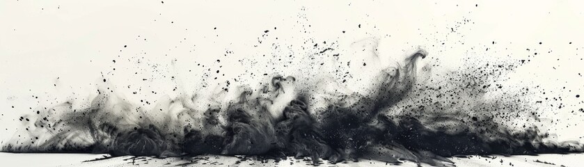 Abstract black and white ink splatter.