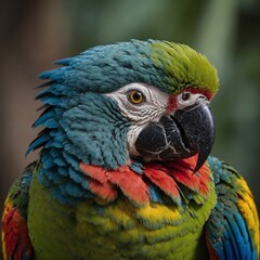 Obraz premium A parrot looking directly into the camera, with its vibrant colors in full display.