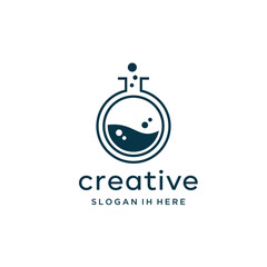 Minimalist science laboratory icon vector logo design