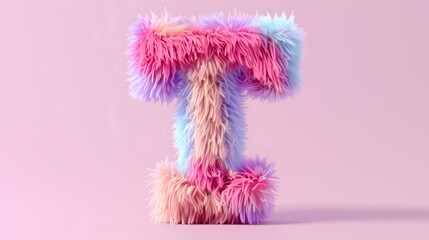 Fototapeta premium 3D rendering of a colorful, furry lowercase letter 