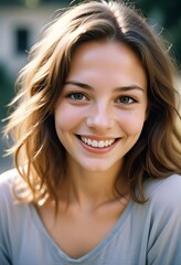 Obraz premium A young Caucasian woman smiling at the camera