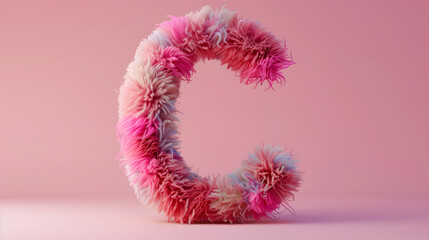 Fototapeta premium 3D rendering of a colorful, furry lowercase letter 