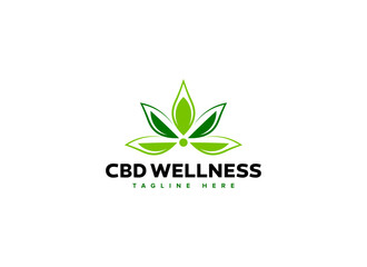 CBD Wellness Health Care Natural Leaf Logo Vector Template