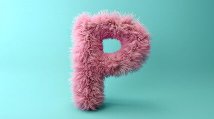 Fototapeta premium 3D rendering of a colorful, furry lowercase letter 