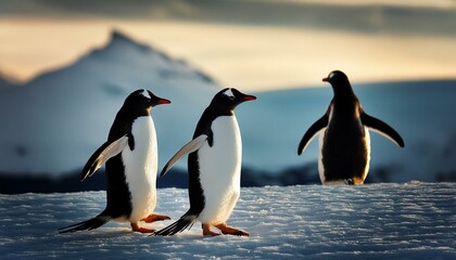 Obraz premium Gentoo Penguins of Antarctica: A Glimpse into Pristine Wildlife