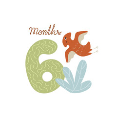 Three months Baby milestone card for newborn with a cute dino