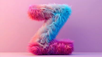 Fototapeta premium 3D rendering of a colorful, furry lowercase letter 