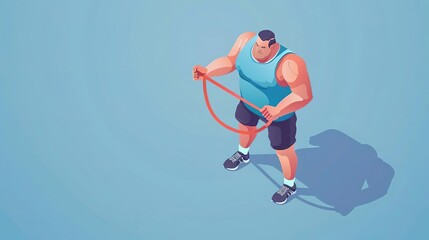 Fototapeta premium Man exercising with resistance band, isometric illustration.