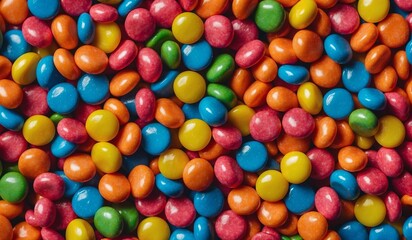 Colorful candy-coated chocolates scattered closely together.