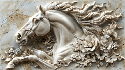 3d relief of horse on the wall and decorative