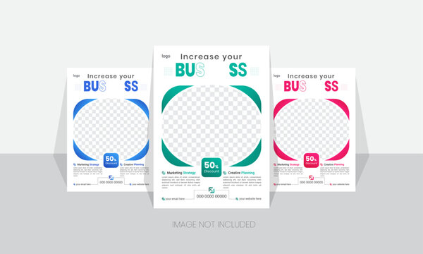 A bundle of 3 templates of different colors a4 flyer template, modern business flyer template, abstract business flyer and creative design