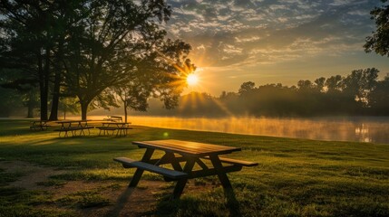Fototapeta premium Serene Sunrise at the Lake