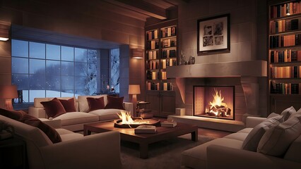 Living room with fireplace