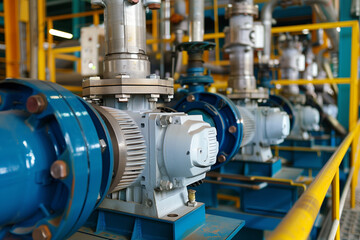 Asynchronous industrial electric motor for chemical centrifugal pump in manufacturing plant