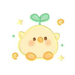 cartoon cute yellow baby duck 3D
