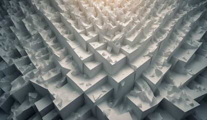 Fototapeta premium Abstract layered white geometric structure with shadows.