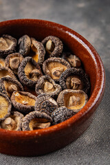 shiitake dried mushroom appetizer meal food snack on the table copy space food background rustic top view keto or paleo diet vegetarian vegan food