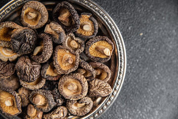 shiitake dried mushroom appetizer meal food snack on the table copy space food background rustic top view keto or paleo diet vegetarian vegan food