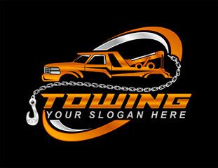 towing service logo template vector illustration for automotive on black background