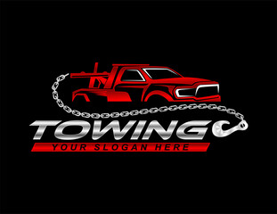 towing service logo template vector illustration for automotive on black background