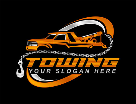 towing service logo template vector illustration for automotive on black background