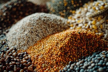 Close-up shot of a pile of grains