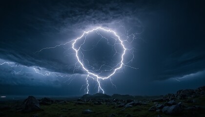 Mystical Lightning Runes Circle Channeling Cosmic Energy
