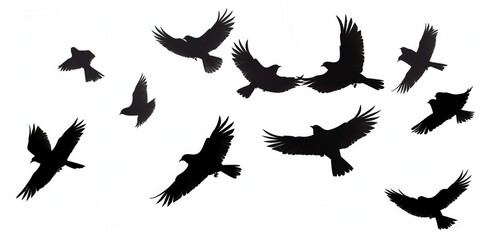 Obraz premium Black Birds Silhouette Of A Flock Of Birds In Flight