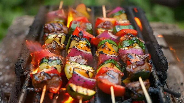 A backyard barbecue with a focus on locally raised meat and sustainable grilling techniques including mouthwatering kebabs grilled vegetables and homemade barbecue sauce.
