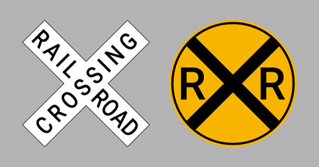 Railroad Crossbuck and Crossing Sign Set