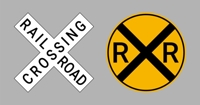 Railroad Crossbuck and Crossing Sign Set