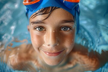 Joyful Young Swimmer Enjoying a Refreshing Dip in the Pool