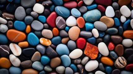A pile of colorful pebbles on the beach
