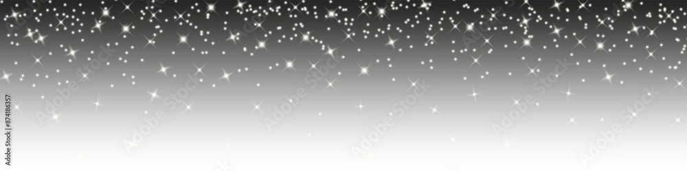 Poster Glittering vector dust on a transparent background. White sparkling lights. Christmas Holiday glow particle. Magic star effect. Shine background. Festive party design. Twinkle flash. Vector EPS 10