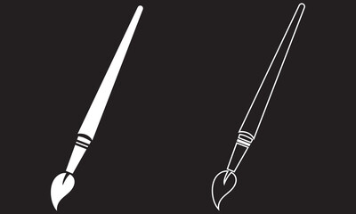 Paint brush icon set. Drawing, paint brush tool vector icons set.  Vector illustration isolated on black background. EPS 10/AI