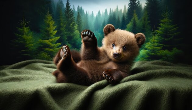Bear cub in forest