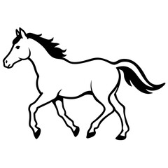 Black and White Horse Silhouette Running