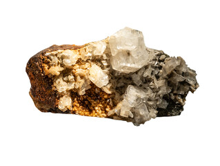 calcite mineral on white, isolated