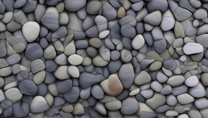 A close up of a pile of rocks on the ground showing a pattern of cobblestone rocks. The rocks are varied in size and color, with a rugged and natural look