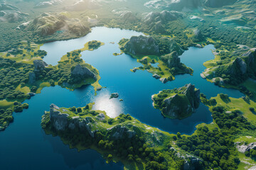 A lake in the middle of a dense forest as a metaphor for the impact of human activities on nature in general.