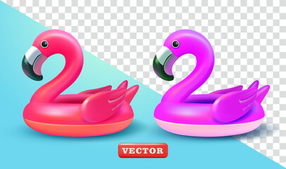 Flamingo float, 3d vector. Suitable for advertising, holiday and design elements