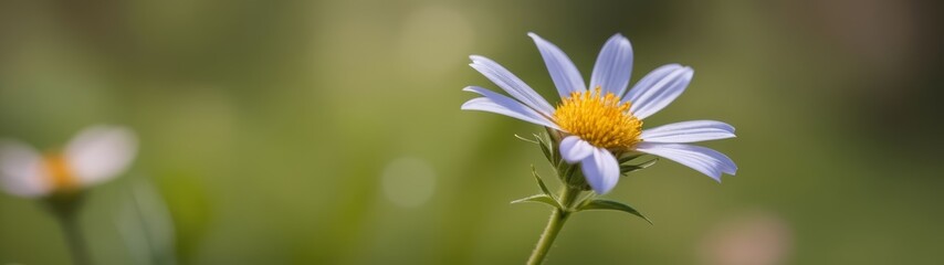 Obraz premium A close-up shot of a purple and yellow flower with an exaggerated bokeh effect, creating an overly blurred background.