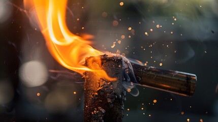 Intense Macro Photography of Fire, Capturing Fiery Details in Close-up